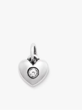 New James Avery Keepsake Heart Birthstone Charm lab created white sapphire April